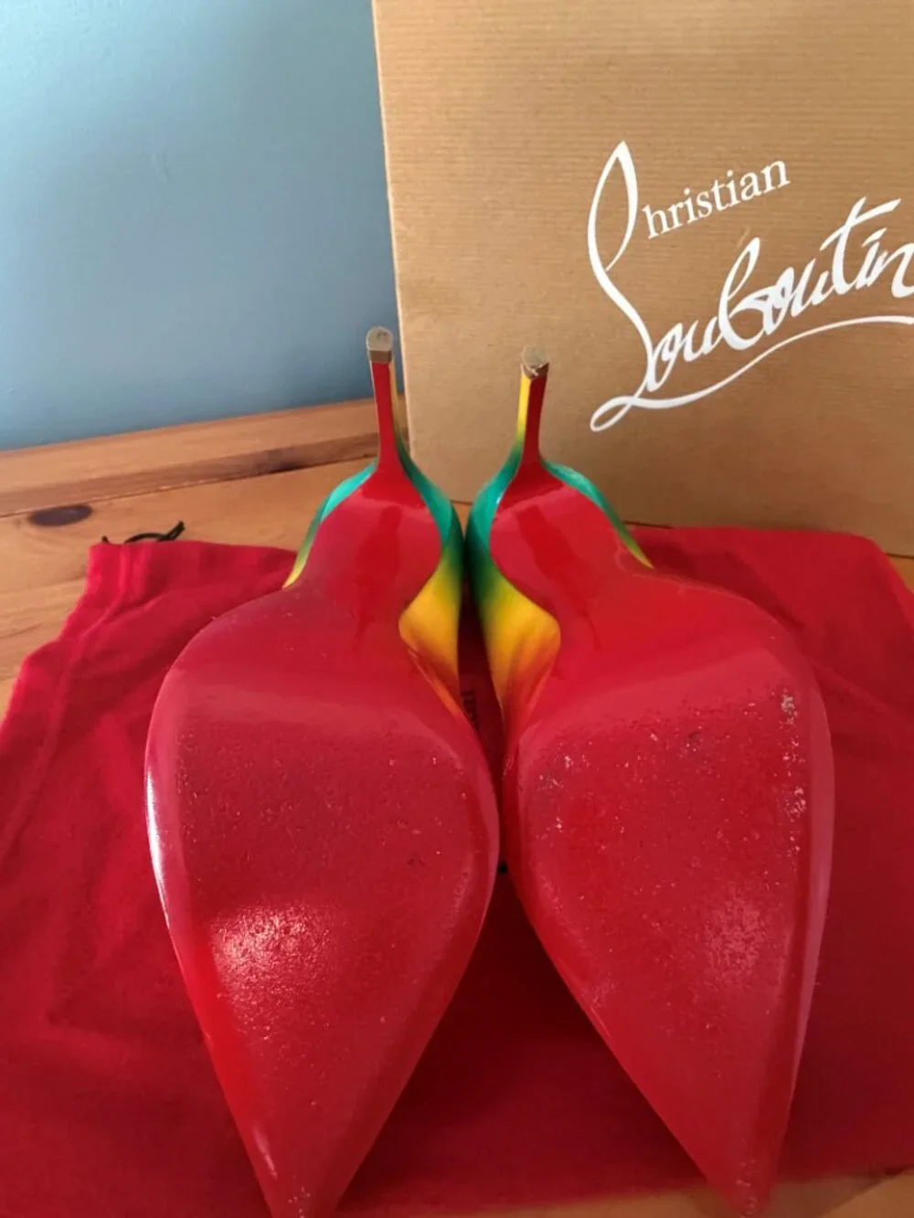 Christian Louboutin Rainbow Ombré Pigalle Follies 100 Pumps 36.5